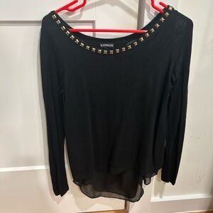 Black sweater with studded neckline!